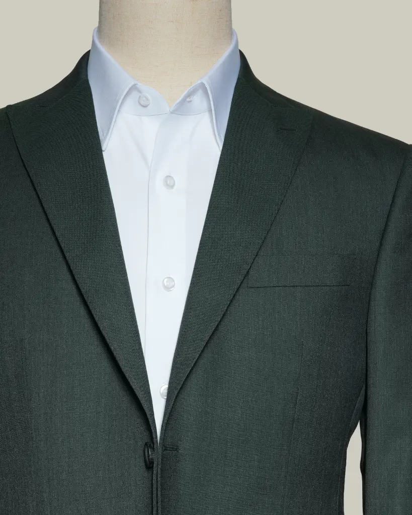 Dark Green Plain Super 160's Wool Suit