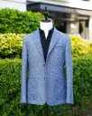 Light Blue Herringbone Alpaca Blazer