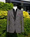 Grey Brown Herringbone Wool Blazer