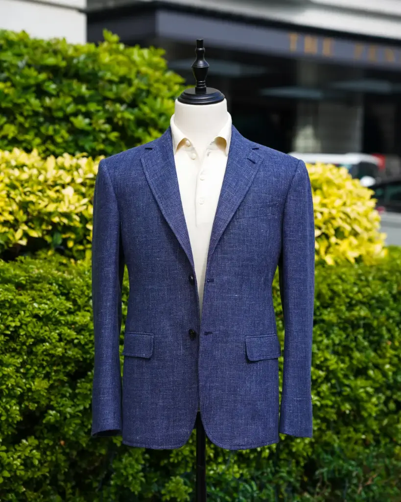 Plain Blue Linen & Wool Blazer