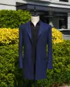 Blue Houndstooth Virgin Wool Overcoat