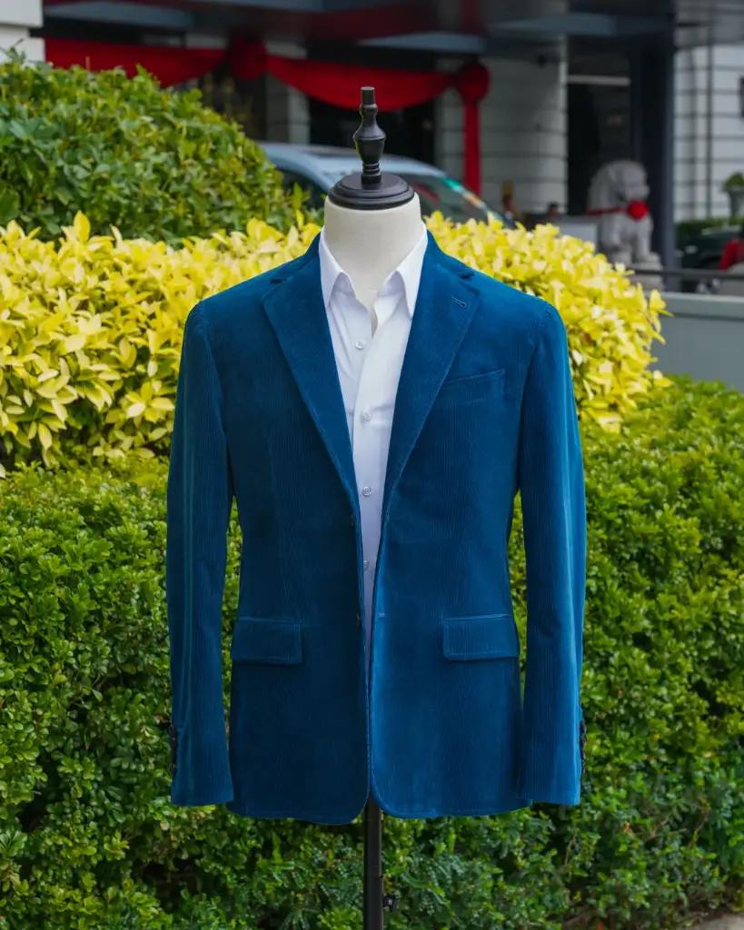 [RS032] Teal Blue Cotton Corduroy Blazer