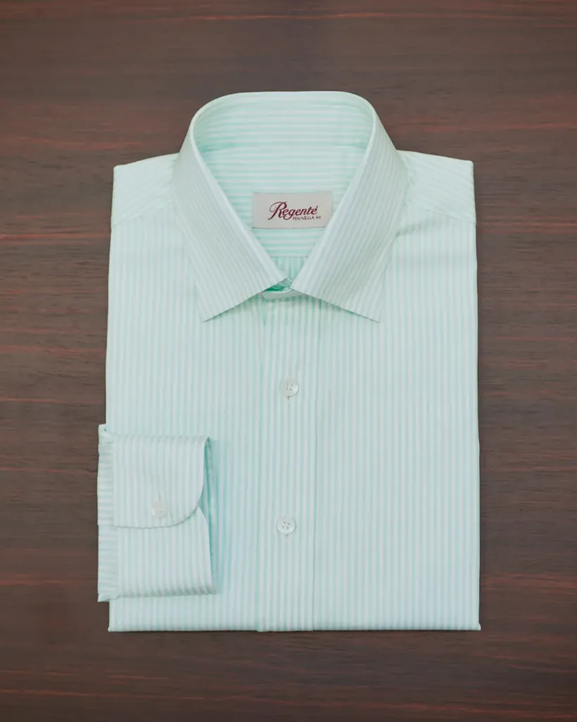 [RS033] Turquoise Green Stripe Oxford Shirt