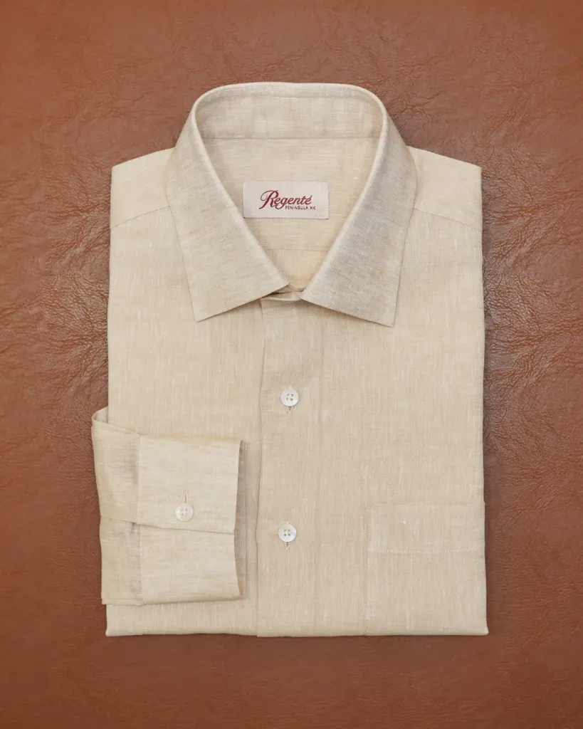 [RS034] Light Brown Gold Linen Shirt