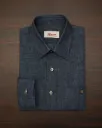 Dark Blue Coral Twill Denim Shirt