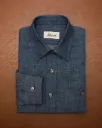 Dark Blue Coral Twill Denim Shirt