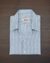 Blue Stripe Camp-Collar Linen Shirt