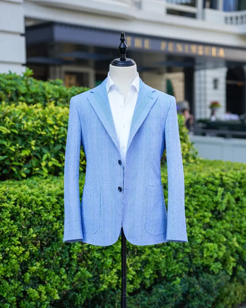 Carnet Blue Glen Plaid Seersucker Blazer