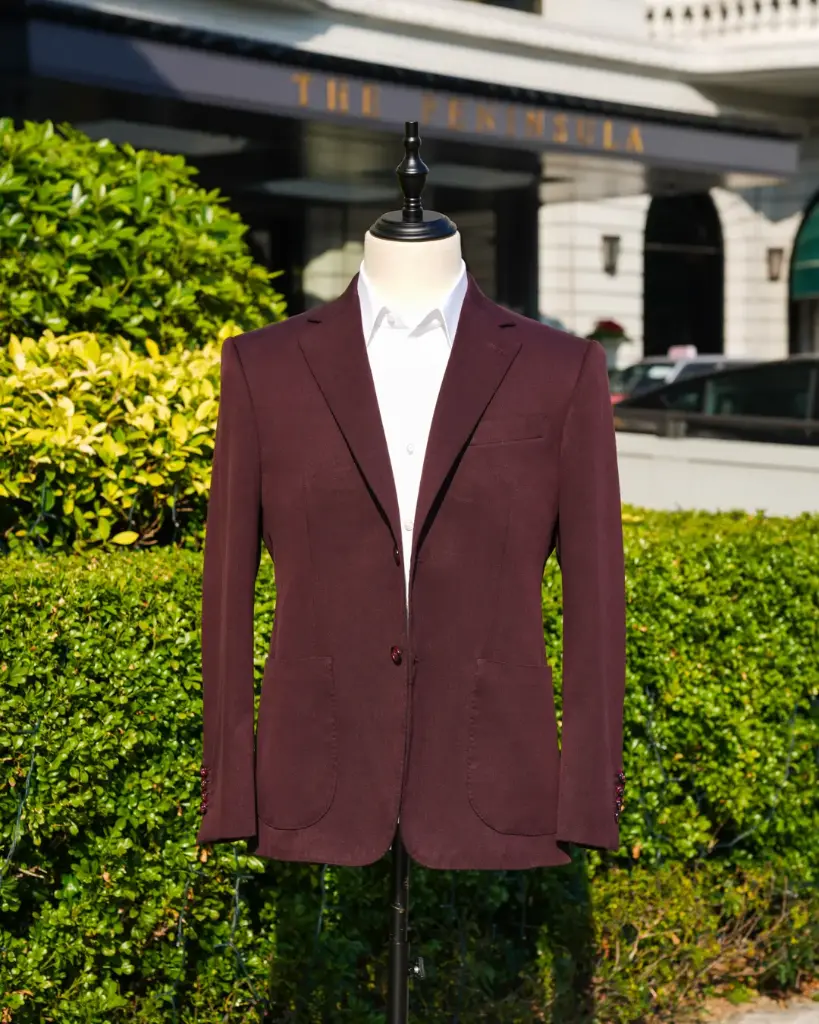 [RS018] Plain Burgundy Silk Blazer