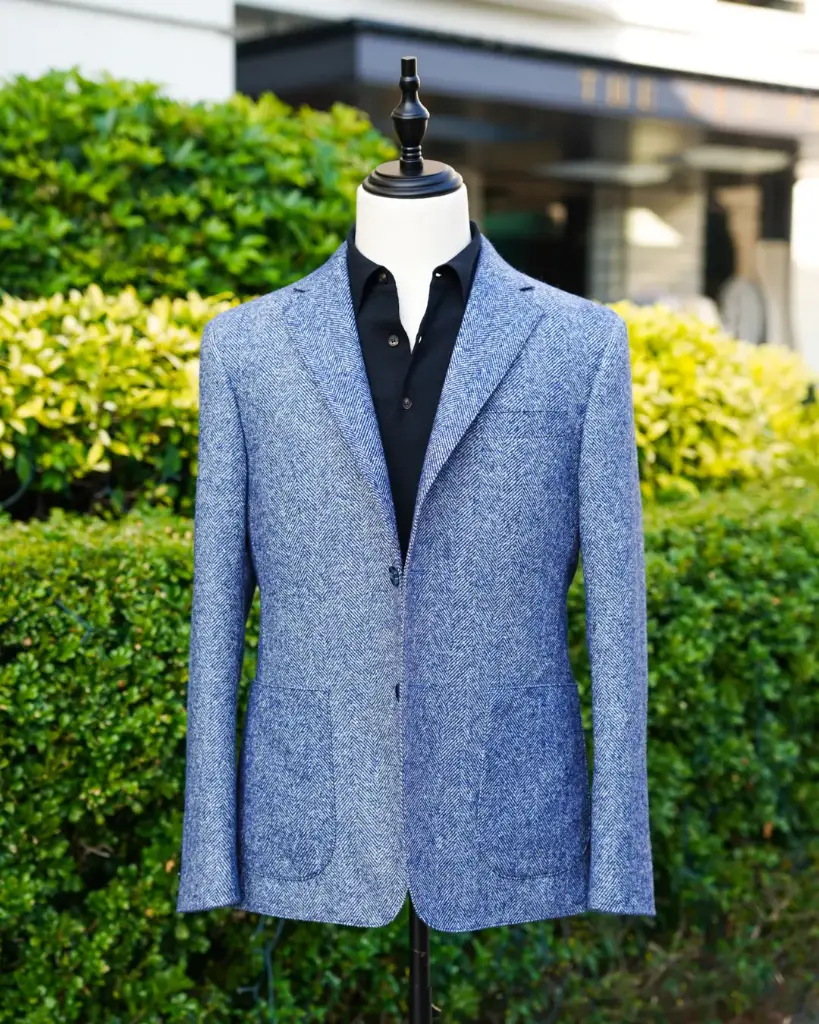 [RS021] Light Blue Herringbone Alpaca Blazer